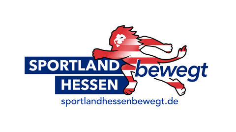 Logo SPORTLAND HESSEN bewegt Logo des Landesprogramms SPORTLAND HESSEN bewegt, mit einem von rechts nach links rennenden Löwen