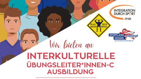 Flyer der interkulturellen Übungsleiter-C-Ausbildung Flyer mit Informationen zur interkulturellen Übungsleitenden-Ausbildung, inklusive Logos der Kooperationspartner